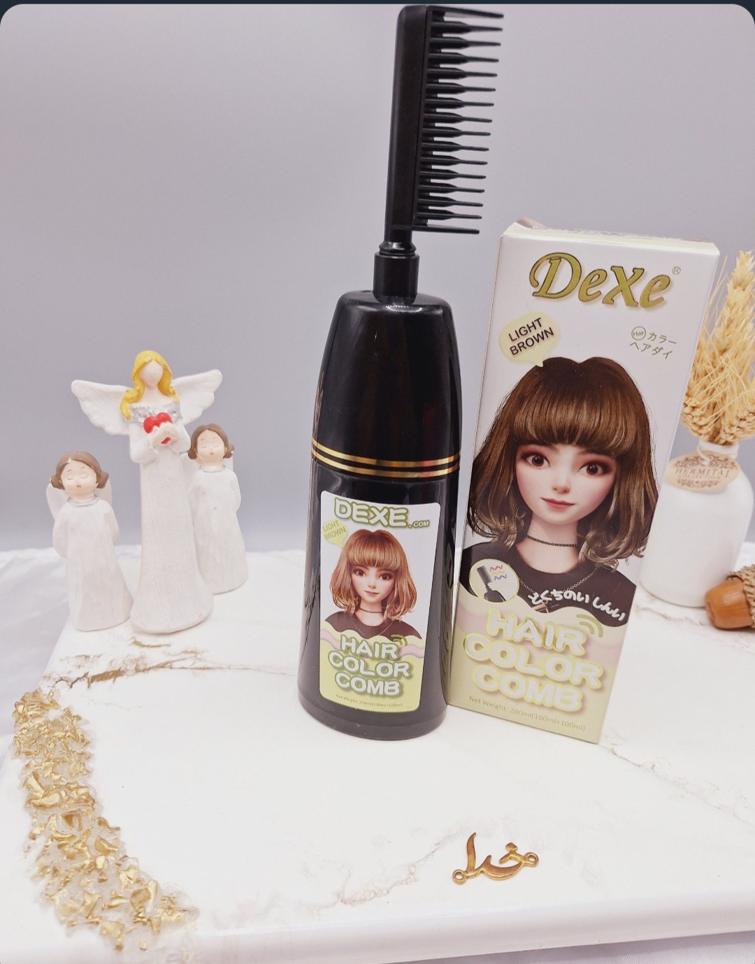شامپو رنگ مو شانه دار دکسی DEXE رنگ قهوه ای روشن